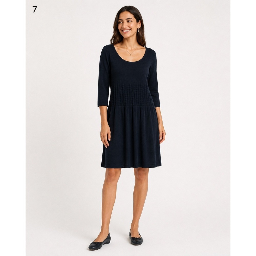 Ann Taylor Sheath Dress Womens Small Black Ponte Knit Polka Dot Mid Weight